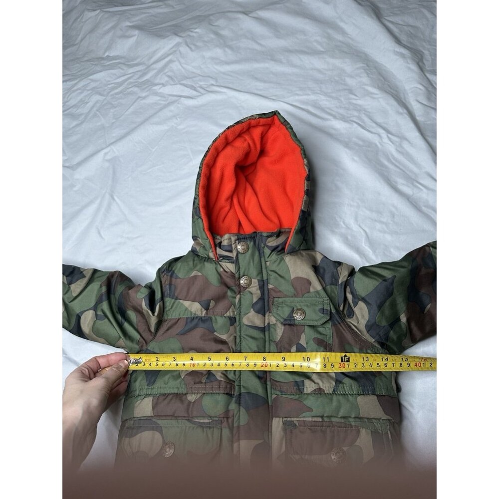 Oshkosh Boy's 24M Winter Puffer Hooded Camo Jacket Green Coat - Picture 9 of 11